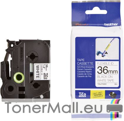 Tape Black on White, Flexible Brother TZE-FX261