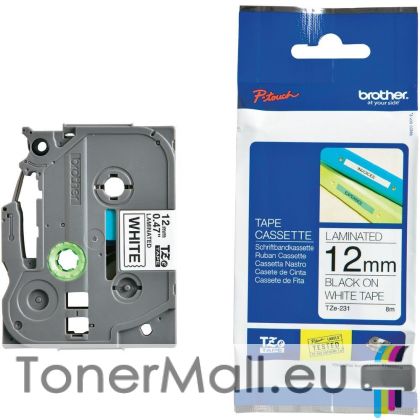 Tape Black on White Brother TZ-231