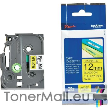 Tape Black on Yellow Brother TZ-E631