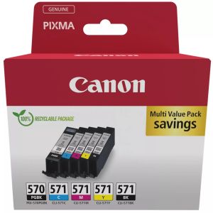 Комплект 5бр. мастилени касети Canon PGI-570 PGBK / CLI-571 C/M/Y/BK Multi-Pack (0372C006AA)