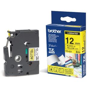 Tape Black on Yellow Brother TZ-E631