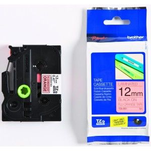 Tape Black on Fluorescent Orange Brother TZ-B31