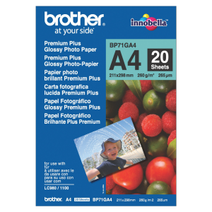 Brother BP71GA4 Premium Plus Glossy Photo Paper A4, 20 Sheets