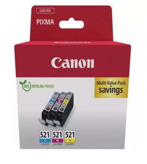 Комплект 3 бр. цветни мастилени касети Canon CLI-521 C/M/Y Multi Pack 2934B015AA