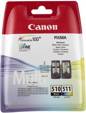 Комплект 2бр. мастилени касети Canon PG-510 Black / CL-511 Color