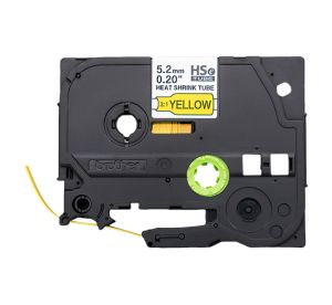 Термо-шлаух лента Brother HSE-611E, 5.2mm, Black on Yellow Heat Shrink Tube