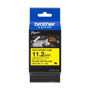 Термо-шлаух лента Brother HSE-631E, 11.2mm, Black on Yellow Heat Shrink Tube