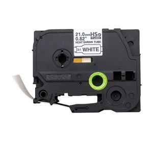 Термо-шлаух лента Brother HSE-251E, 21mm, Black on White Heat Shrink Tube