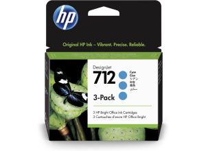 Комплект 3бр. мастилени касети HP 712 Cyan 3ED77A