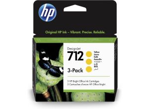 Комплект 3бр. мастилени касети HP 712 Yellow 3ED79A