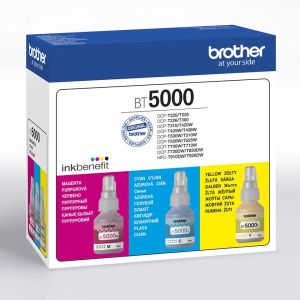 Комплект 3 бутилки с мастило BROTHER BT5000 Cyan, Yellow, Magenta