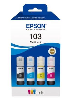 Комплект 4 бутилки с мастило EPSON 103 EcoTank Cyan, Yellow, Magenta, Black