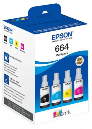 Комплект 4 бутилки с мастило EPSON 664 Cyan, Yellow, Magenta, Black, C13T66464A