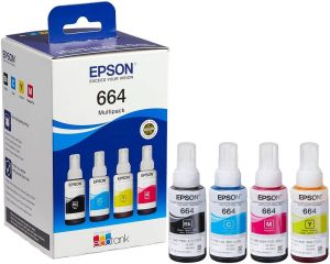 Комплект 4 бутилки с мастило EPSON 664 Cyan, Yellow, Magenta, Black, C13T66464A