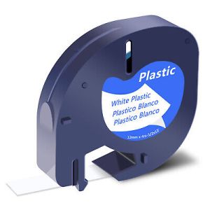 Съвместима касета DYMO LetraTag Plastic 12mm x 4m, Black on White 91201