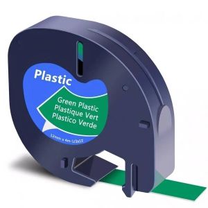 Съвместима касета DYMO LetraTag Plastic 12mm x 4m, Black on Green 91204