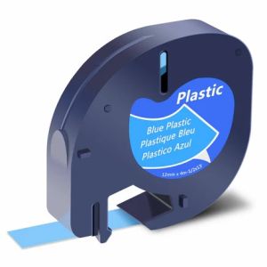 Съвместима касета DYMO LetraTag Plastic 12mm x 4m, Black on Blue 91205