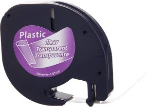 Съвместима касета DYMO LetraTag Plastic 12mm x 4m, Black on Clear 12267